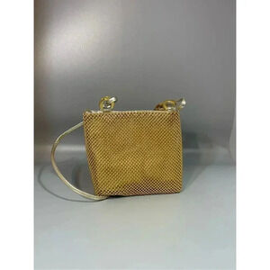 Vintage‎ 90s Metallic Black and Gold Beaded Shoulder Bag Purse EUC